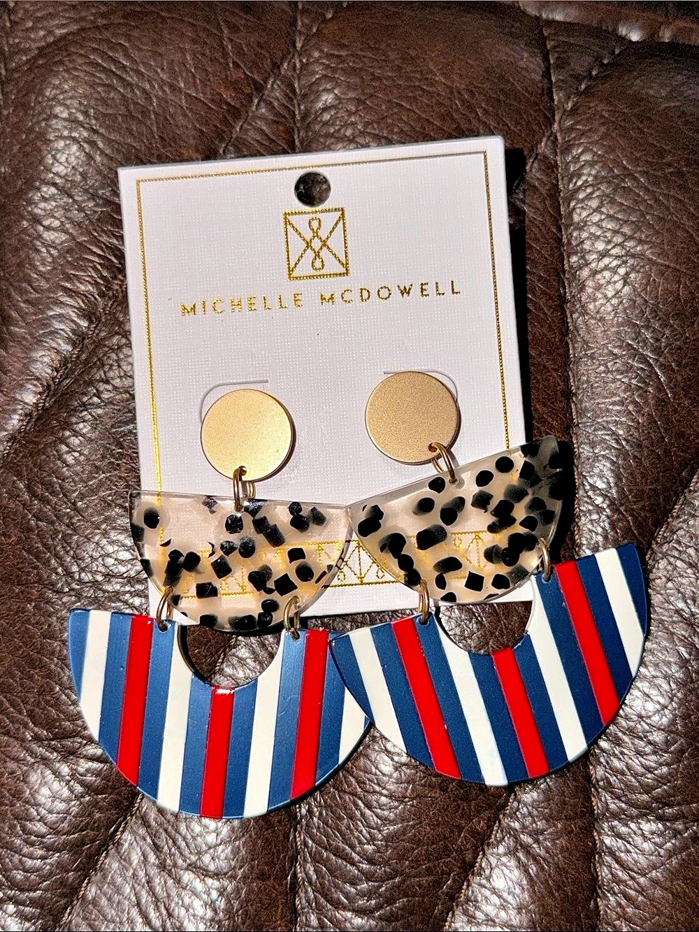 Michelle McDowell Emory Bay Stud Earrings Striped Stud Earrings in Blue & Red